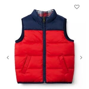 Janie And Jack Reversible Baby Red Puffer Vest Jacket, Size 18-24 M